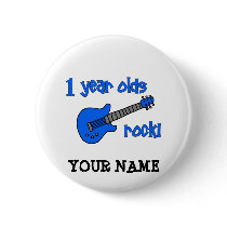 1 year olds rock! Personalized Baby's 1st Birthday Pinback Buttons