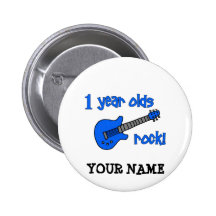 1 year olds rock! Personalized Baby's 1st Birthday Pinback Buttons