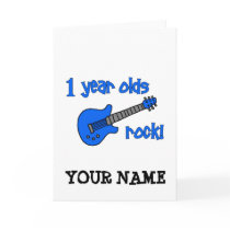 1 year olds rock! Personalized Baby's 1st Birthday Greeting Cards