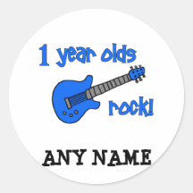 1 year olds rock! Personalized Baby's 1st Birthday Round Stickers