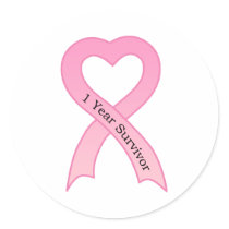 1 Year Survivor Pink Ribbon Sticker by pinkribbonshirts 1 Year Survivor Pink Ribbon Sticker