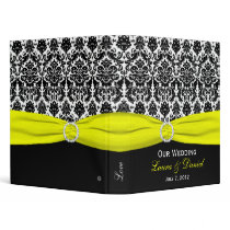 1" Yellow, Black, and White Damask Wedding Binder