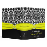 1" Yellow, Black, and White Damask Wedding Binder