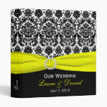 1" Yellow, Black, and White Damask Wedding Binder