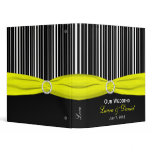 1" Yellow, Black, and White Striped Wedding Binder