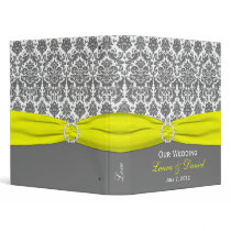 1" Yellow, Gray, and White Damask Wedding Binder