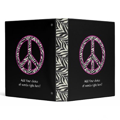 1" Zebra Print Peace Sign Binder by SayItNow