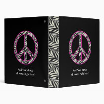 1" Zebra Print Peace Sign Binder binders