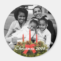 1r navidad 2008 de la familia de presidente Obama Imán De Frigorífico