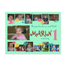 1st birthday 12 months photo postcard
