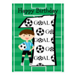1st Birthday Blue and White Soccer Goal Postcard