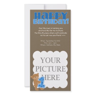 1st Birthday - Boy - Announcement Photo Card Template by DsignsDeAlegria