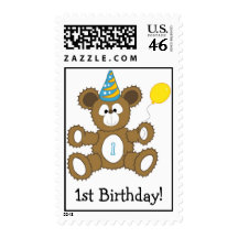 1st Birthday! BOY bear Stamps