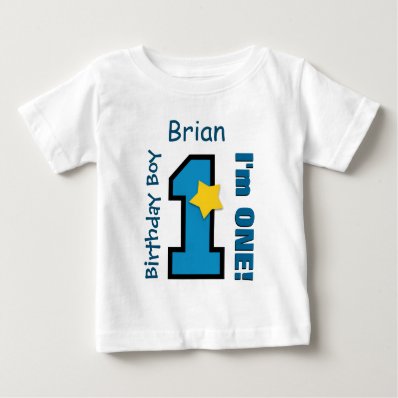 1st Birthday Boy BLUE One Year Custom Name A07 Tee Shirts