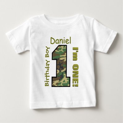 1st Birthday Boy Camo One Year Custom Name V007 Tee Shirts