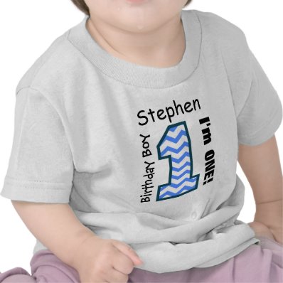 1st Birthday Boy CHEVRON One Year Custom Name V14 Tee Shirts