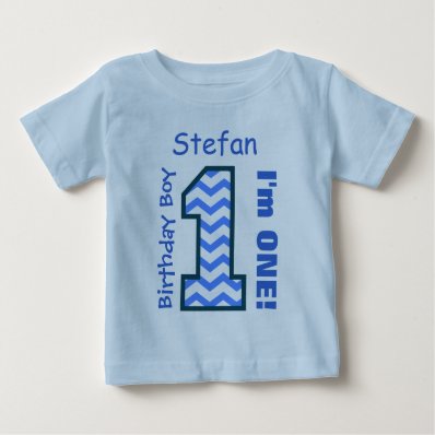 1st Birthday Boy CHEVRON One Year Custom Name V14A T-shirts