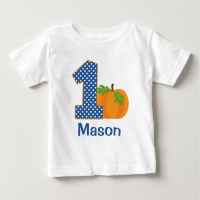 1st Birthday Boy Fall Pumpkin Personalized T Shirt