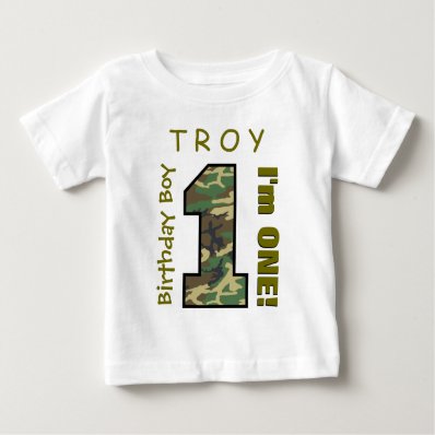 1st Birthday Boy One Year Camo Number V01L Tees