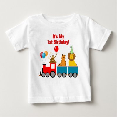 1st Birthday Boy Zoo Safari Animals Lion Monkey T-shirt