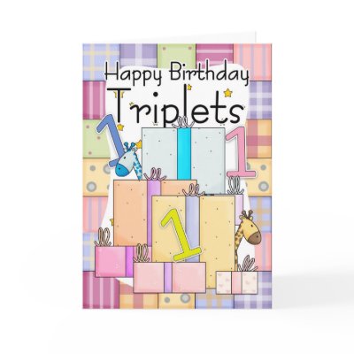 1st Birthday Card For Triplets With Gifts by moonlake