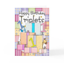1st Birthday Card For Triplets With Gifts