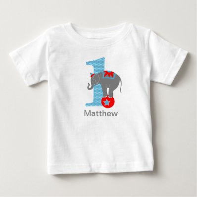1st Birthday Circus Elephant Tshirt
