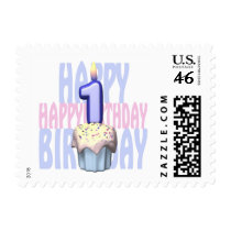 1st Birthday Cupcake Birthday postage