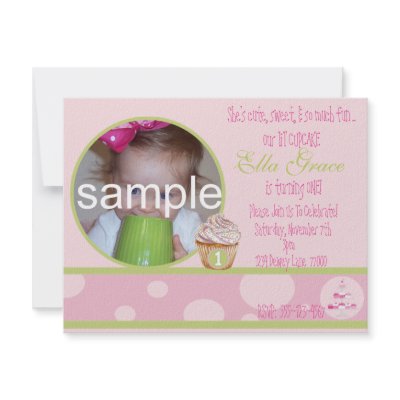 1st Birthday Cupcake Invitation - pink&green by akhyatt