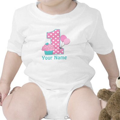 1st Birthday Cupcake Pink Blue Shirt