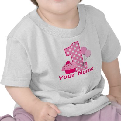 1st Birthday Cupcake Pink Personalized T-shirt