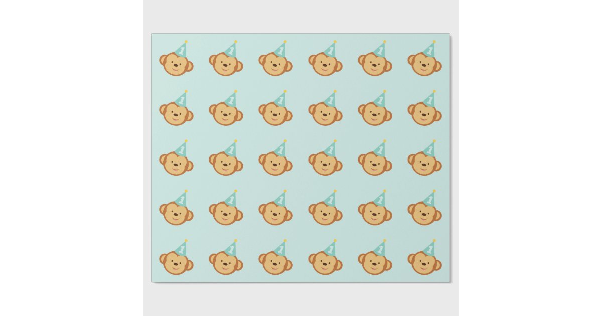 1st Birthday Cute Monkey Wrapping Paper Zazzle