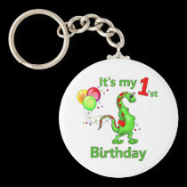 1st Birthday Dinosaur keychains