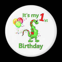 1st Birthday Dinosaur magnets