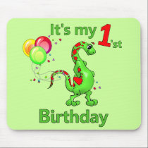 1st Birthday Dinosaur mousepads