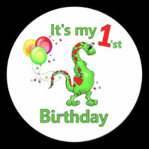 1st Birthday Dinosaur stickers