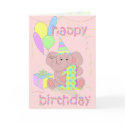 1st Birthday Elephant for Girls cards