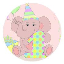 1st Birthday Elephant Sticker for Girls by pooja1008 1st Birthday Elephant Sticker for Girls