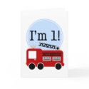 1st Birthday Fire Truck cards