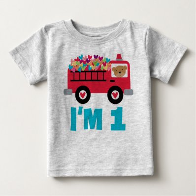 1st Birthday Fire Truck Fireman Boys T-shirt