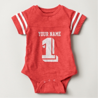 1St Birthday football jersey number baby bodysuit