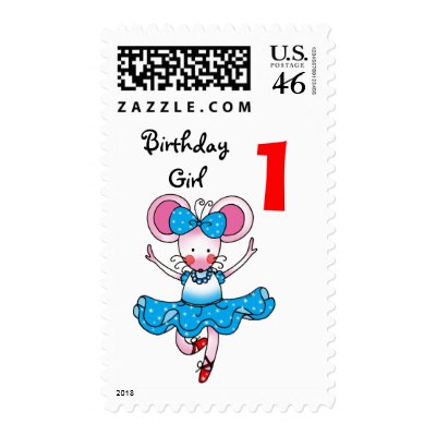 1st birthday gift for a girl, cute ballerina postage stamps by jsoh