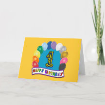 1st Birthday Gifts with Assorted Balloons Design Card