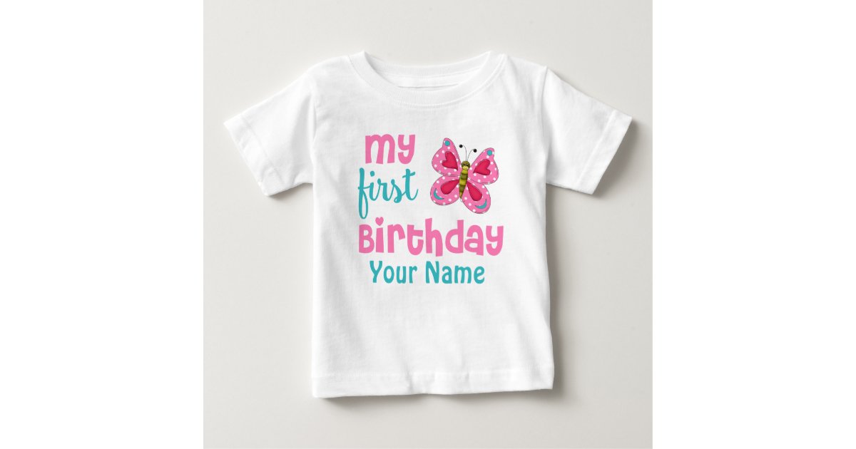 1st birthday girl butterfly pink personalized baby t shirt 1st birthday girl butterfly pink personalized baby t shirt