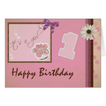 1st Birthday  - Girl Card