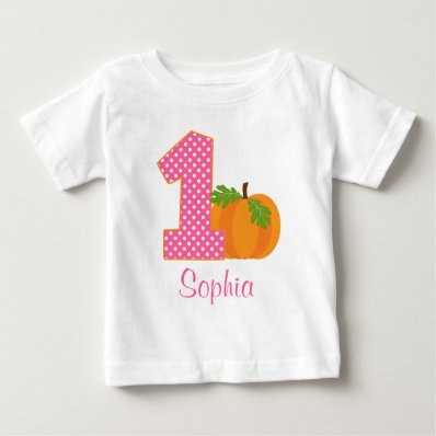 1st Birthday Girl Fall Pumpkin Personalized Infant T-shirt
