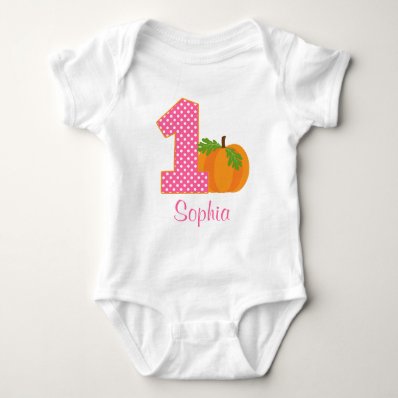 1st Birthday Girl Fall Pumpkin Personalized T-shirts