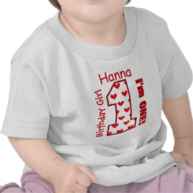 1st Birthday Girl Hearts One Year Custom Name V008 Shirt