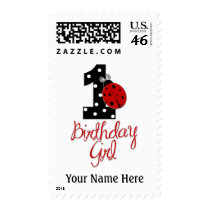 1st Birthday Girl - Lady Bug - 1 - Ladybug Postage Stamps