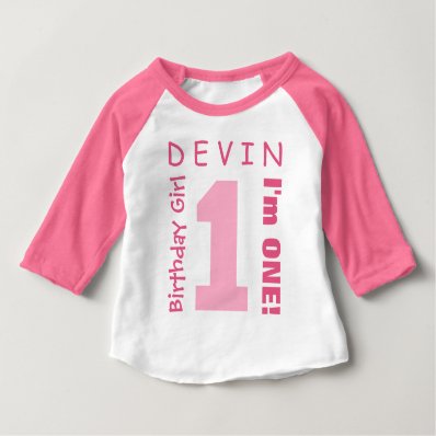 1st Birthday GIrl One Year White Pink Number V01T T-shirts